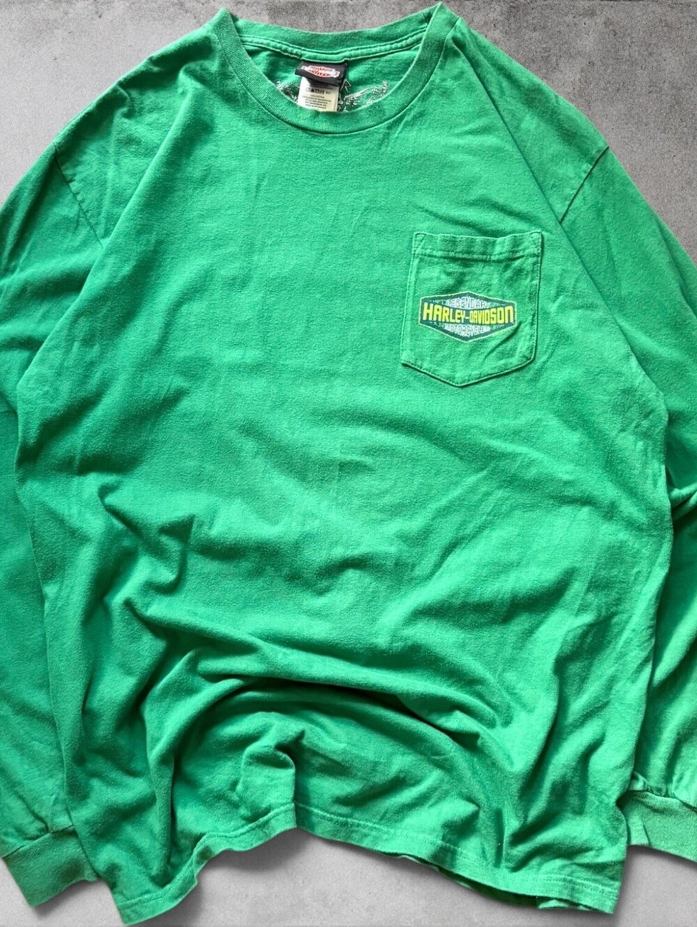 Vintage Harley Davidson MotorCycles Pocket Longsleeve Shirt Size Mens XL Green